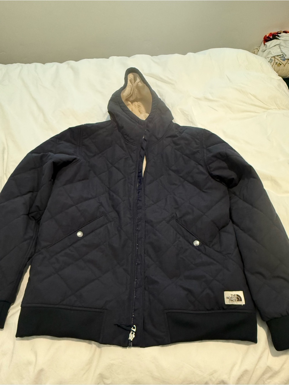 The North Face Men's Quilted Navy Hooded Puffer Jacket
